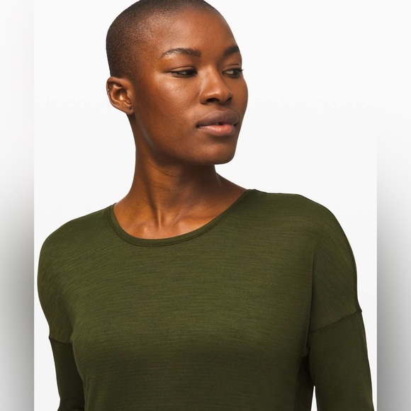 Lululemon Get Set Long Sleeve in Heathered Landscape Green Size 8 / 10 - Picture 3 of 7